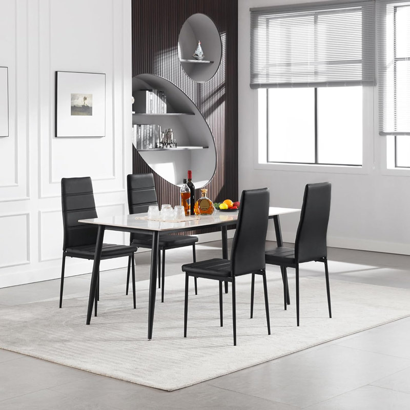Nyota 47.5cm H Upholstered Full Back Parsons Chair, Black