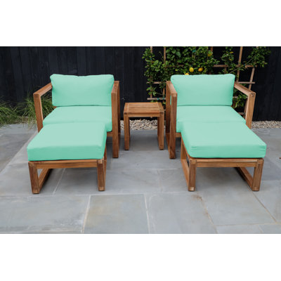 Ensemble de conversation en teck avec coussins Sunbrella