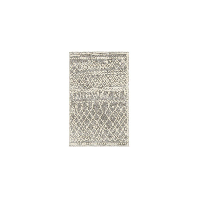 Tapis gris à motif géométrique Cumby, Rectangle 2 pi x 3 pi 1 po