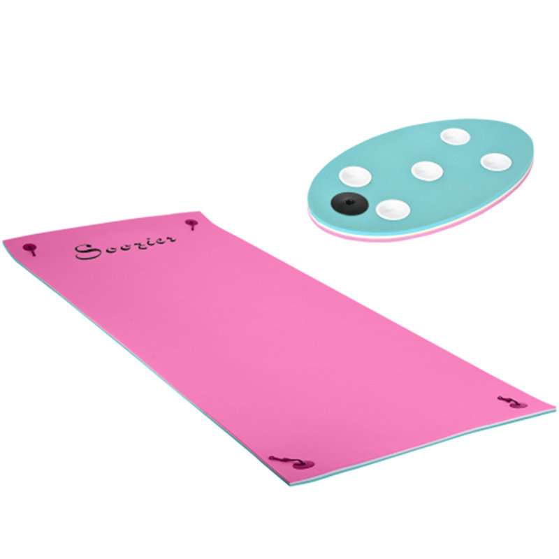 Tapis flottant à nénuphar avec porte-gobelet 12 pi x 5 pi Soozier, Vert