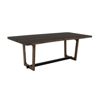 Double Pedestal Rectangular Table, Brown & Black
