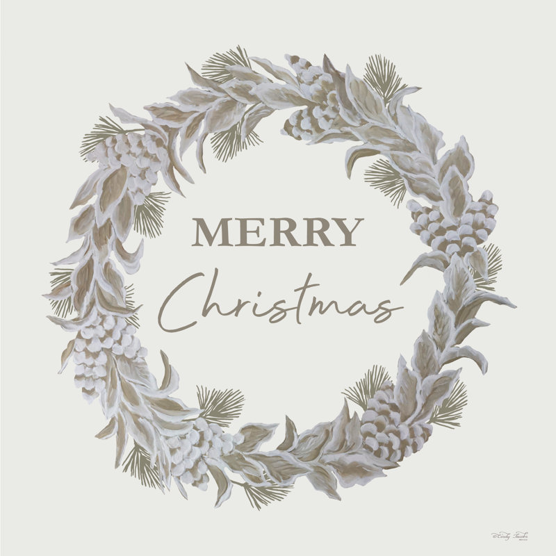 «Merry Christmas Wreath» sur toile par Cindy Jacobs, H 20 po x l 20 po x P 1,25 po