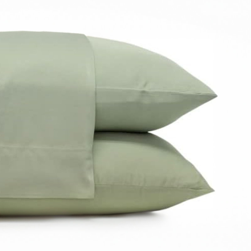 Rayon Twill - Set of 2, King Pillow: 20" x 36", Sage