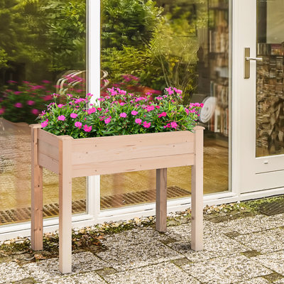 Lit de jardin surélevé avec pieds, 34 po x 18 po 30 po, pot à fleurs auto-drainant en bois pour les légumes, les herbes, les fleurs, la cour, le patio, le balcon, les plantes naturelles,