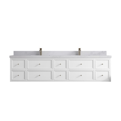 Flottant 84 po Roswell X P 22 po De salle de bain Calacatta Poanazzo Quartz