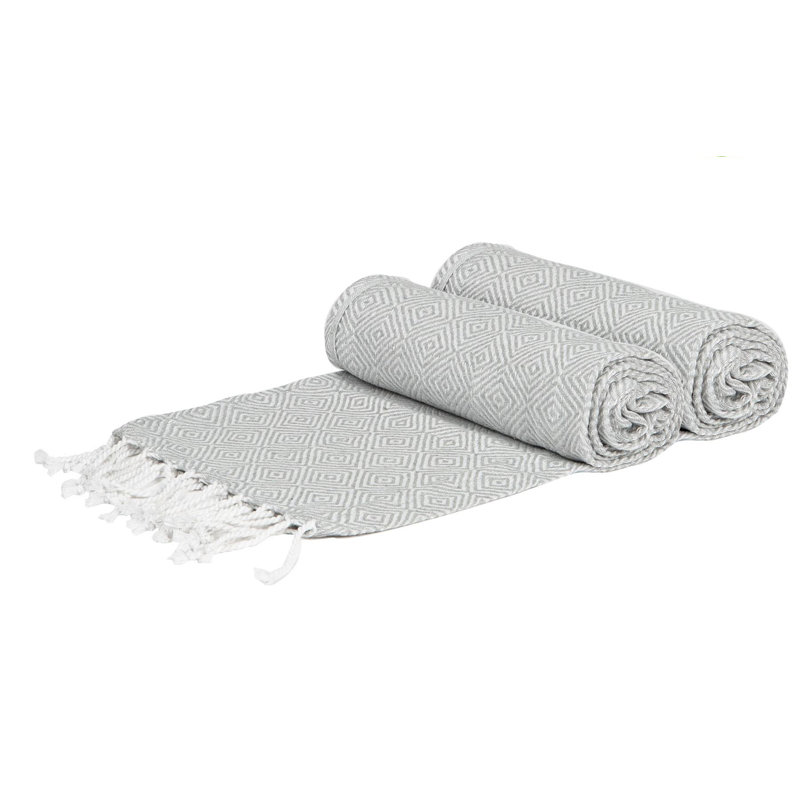 Nicola Spring - Turkish Cotton Chevron Bath Towels - 172 x 90cm, Light Grey