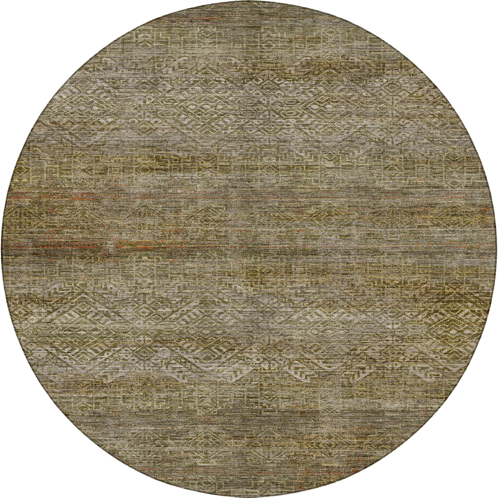 Premium Machine Washable Tirico Casual Rug, Olive, 8' Round