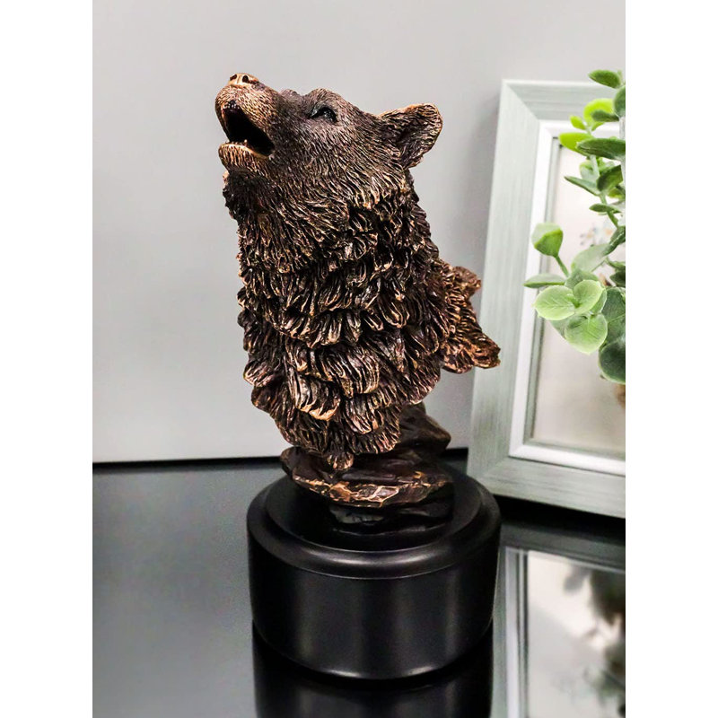 Statue buste de loup Alpha Jones