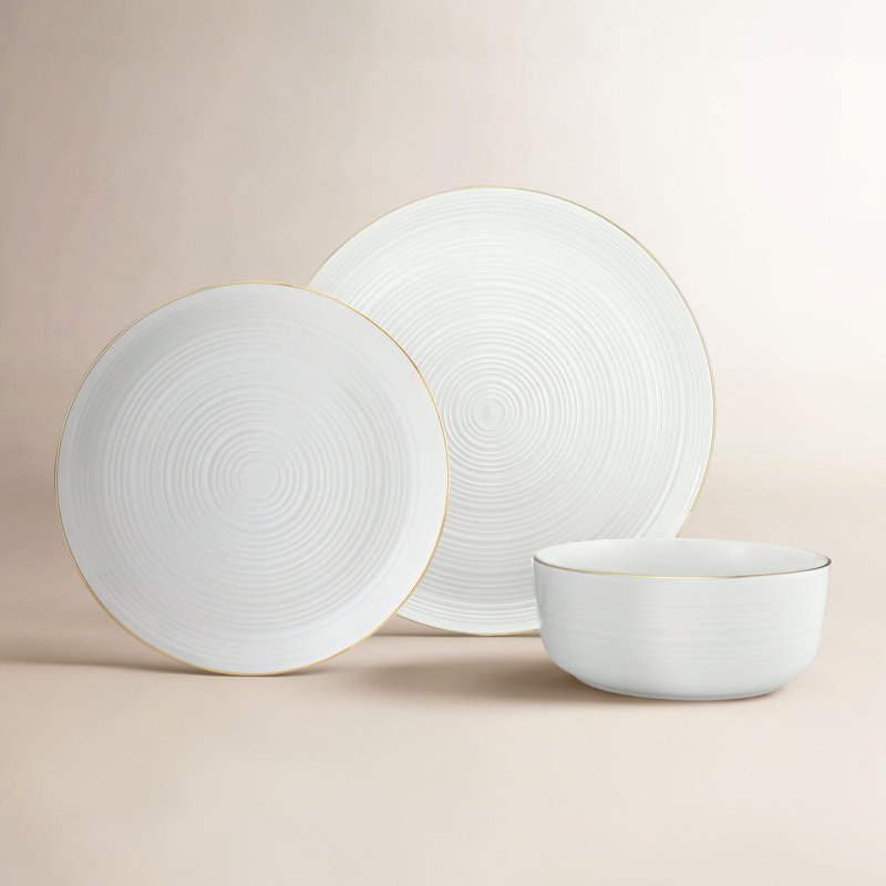 Keene Gold Rim 12 Piece Dinnerware