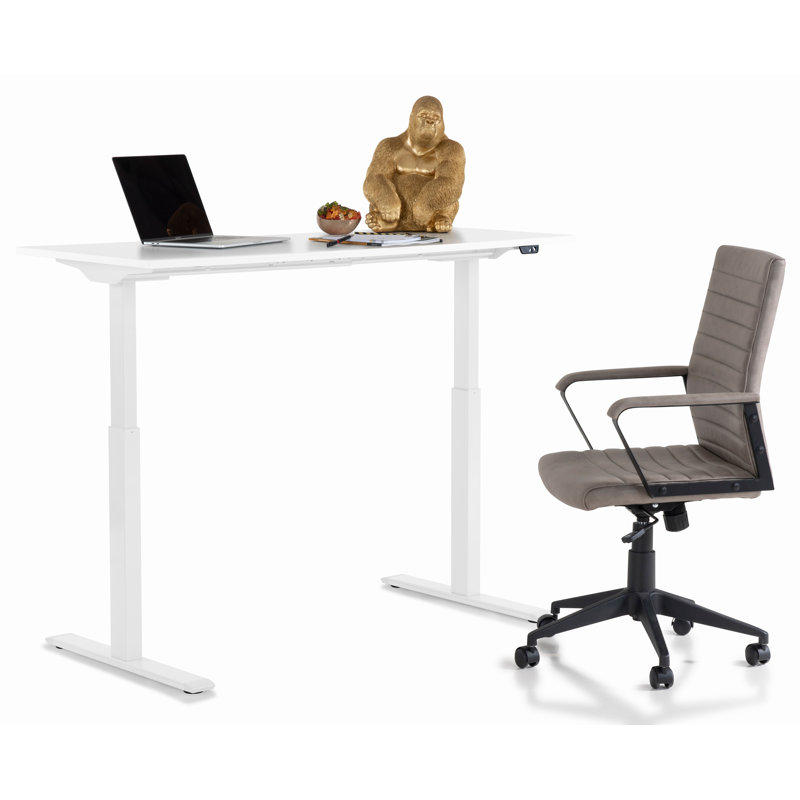 Desk Office Smart, White, White, 120cm H x 140cm W x 70cm D
