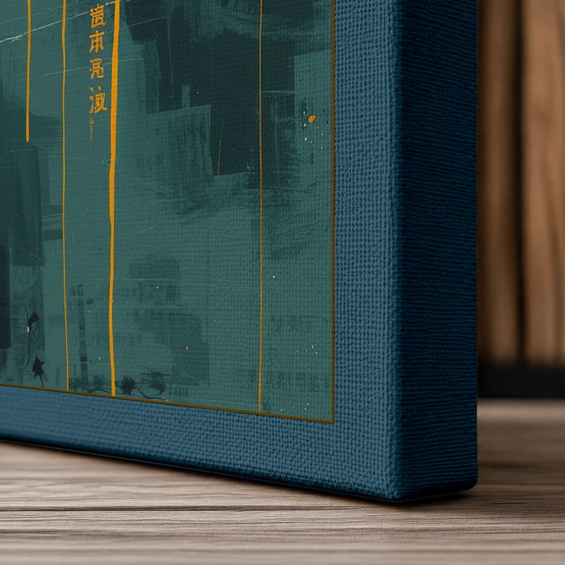 Urban Horizons Industrial - Wrapped Canvas, 36x24 - 91.4 x 61.0 cm, Teal Border