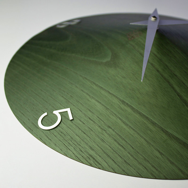 Wood Wall Clock, Dark Green