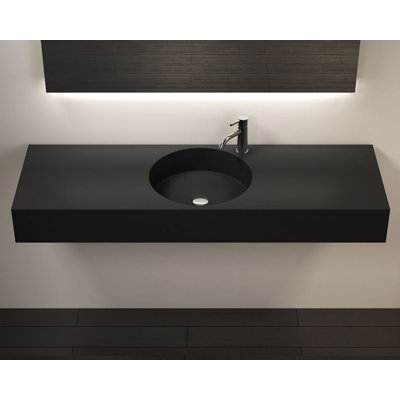 Lavabo de salle de bain mural rectangulaire en résine de 55,5 po x 17,7 po Badeloft WT-02-C-MBLK