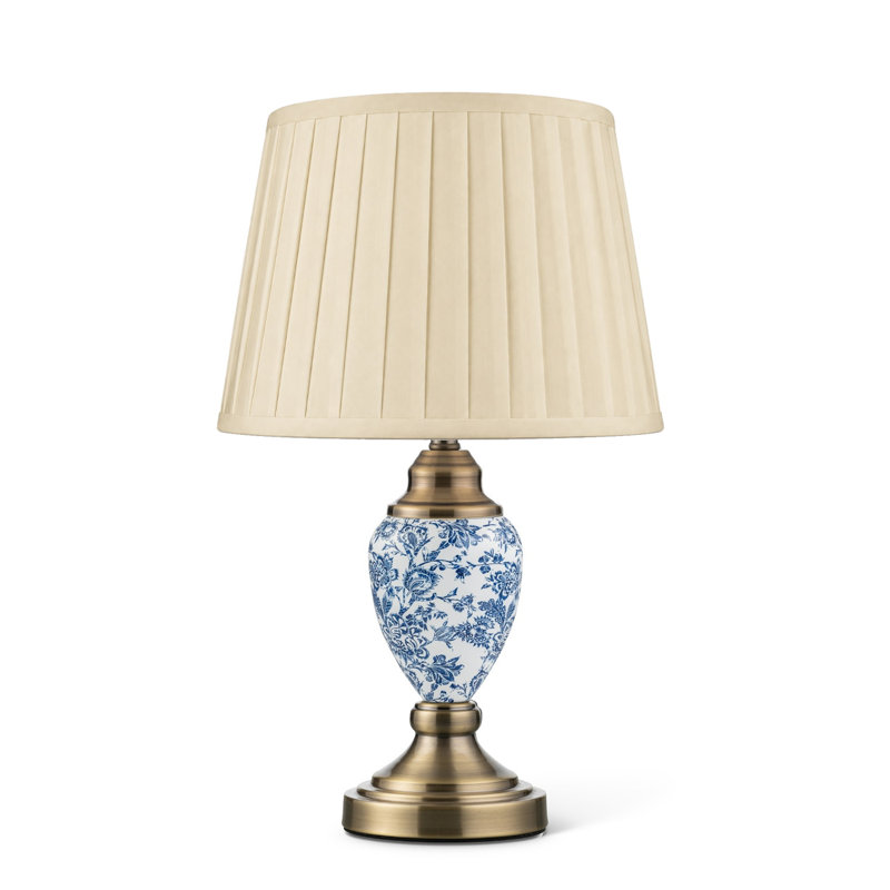 Pulcherie 44Cm White/Blue Table Lamp, Antique