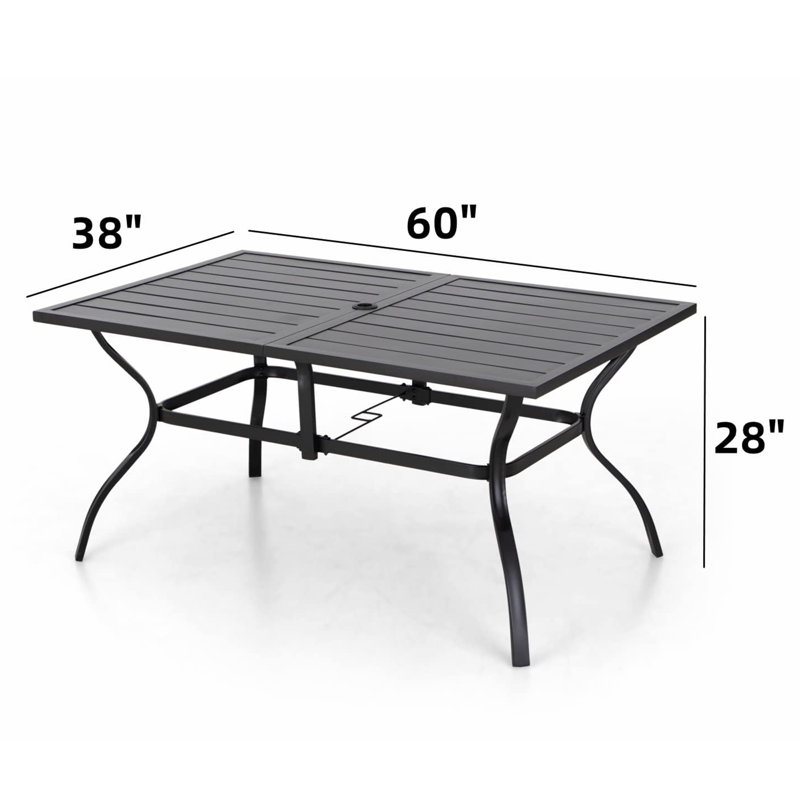Derinna Rectangular Solid Wood Outdoor with Umbrella Hole Dining Table - 96 cm W 96.52 cm D