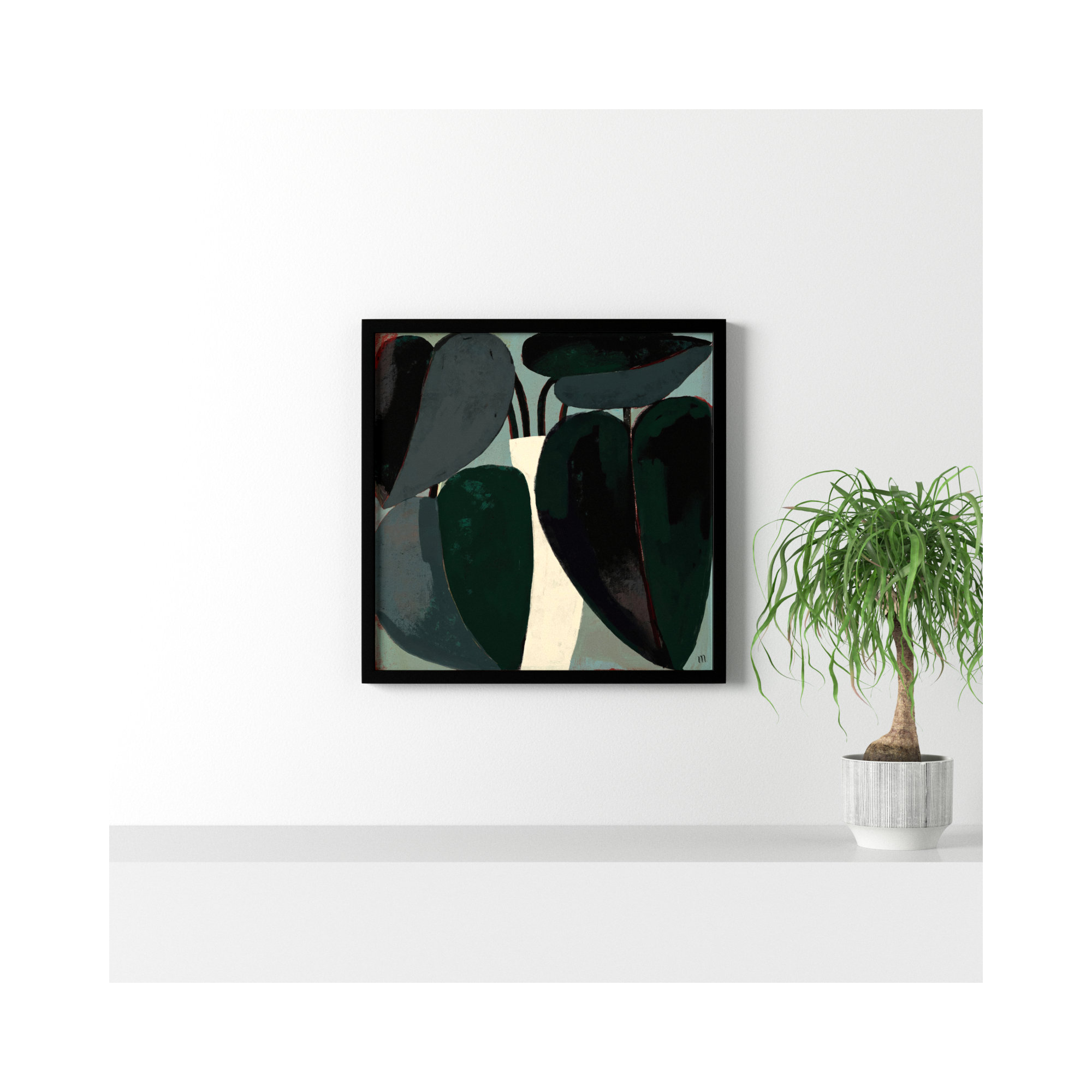 Fall Plant by StudioM, 30" H x 30" W x 1.25" D, Black