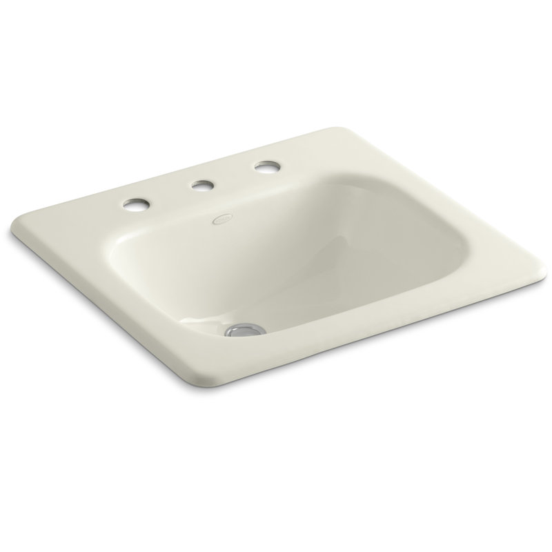 Tahoe Metal Rectangular Drop-In Bathroom Sink with Overflow, Biscuit, 8" centers