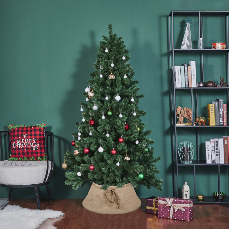 Arbre de Noël 22 po en toile de jute beige avec collier en corde