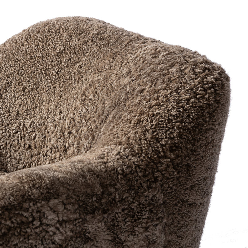 Julius Swivel Barrel Chair, Taupe Shearling Unshorn Sheepskin