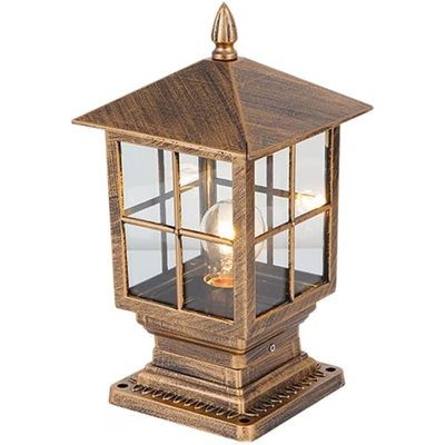 Modern Exterior Pillar Lights - Outdoor Garden Patio Post Lights With Glass Lampshade