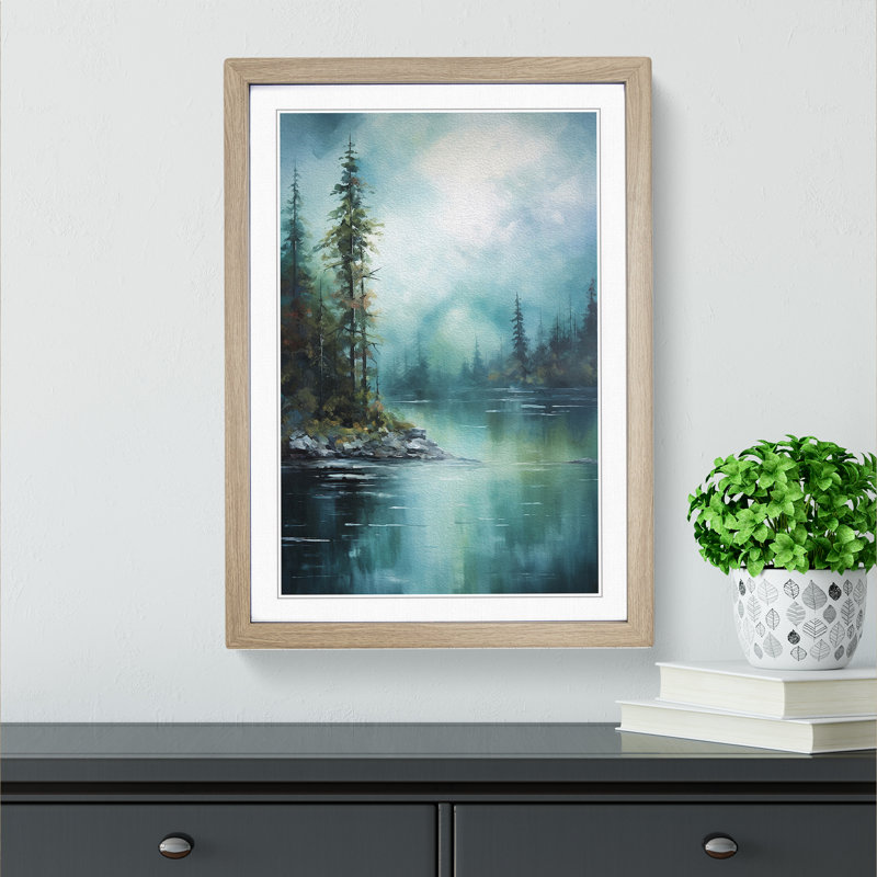 Lake Abstract - Framed Print, Oak, 64cm H x 46cm W x 2cm D