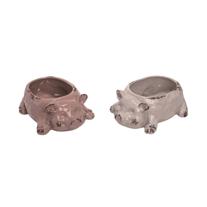 Ensemble de 2 pots à fleurs en céramique rustique