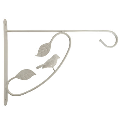 Support suspendu à volutes de jardin de 12 pouces avec décorations d'oiseaux pour plantes Lanternes, carillons et articles de décoration convenant au porche de jardin, au balcon, au patio, à la clôture du hall d'entrée ou à l'intérieur, blanc
