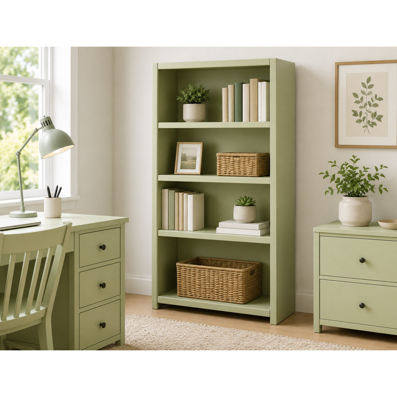 McKaylah Bookcase, Green, (3 Shelf) 60” H x 32” W x 13” D