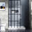 Walk-in Shower Door 34x72", Black, Tempered Glass, Firm Installation Kit 34x72 Door, Black Painted Frame, Glass Panel