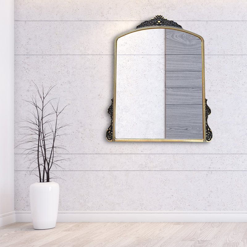 Deztiney Arched Wall Mirror, Gold, 34" x 28"