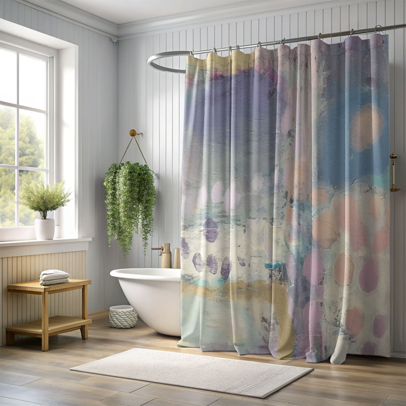 Rideau de douche abstrait Fumitoshi, H 74 po x l 71 po