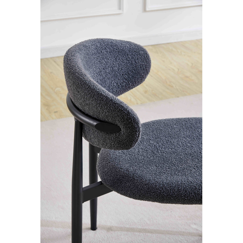 48.5cm H Polyester Blend Upholstered Metal Side Chair, Black