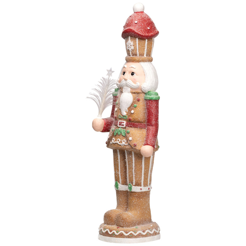 LED Lighted Gingerbread Christmas Nutcracker - 29" - Brown And Red