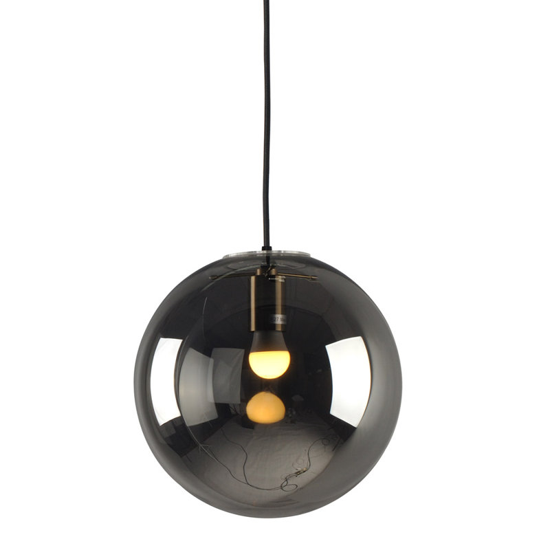 Orb glass globe gallery light 5m suspension, Black/Amber