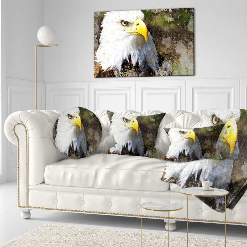 Coussin à tête d'aigle avec textures - imprimé animal