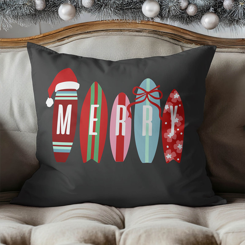 Coussin Merry Surf Holiday, Gris anthracite