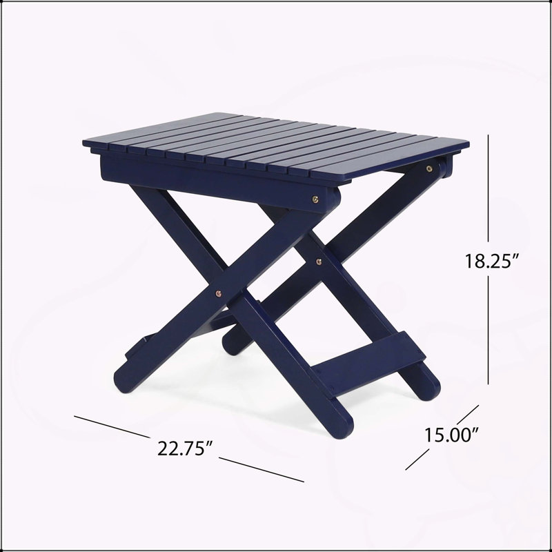 Table d'appoint d'extérieur pliante en bois, Marine