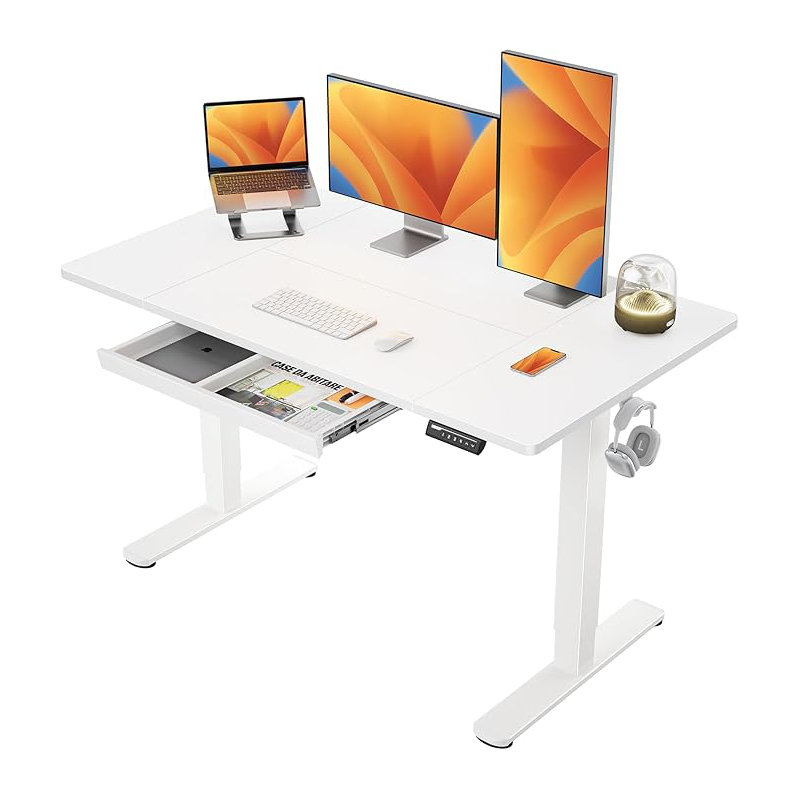 Adjustable Metal Base Standing Desk, 140cm. W x 80cm. D