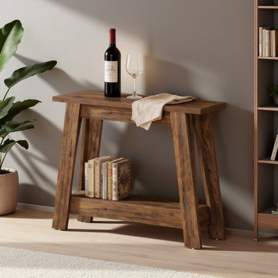 Console rustique, table d'entrée à 2 niveaux, canapé étroit