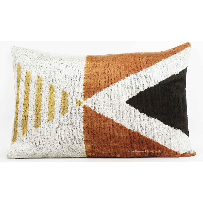 Silk and Velvet Geometric Lumbar Pillow Cover & Insert