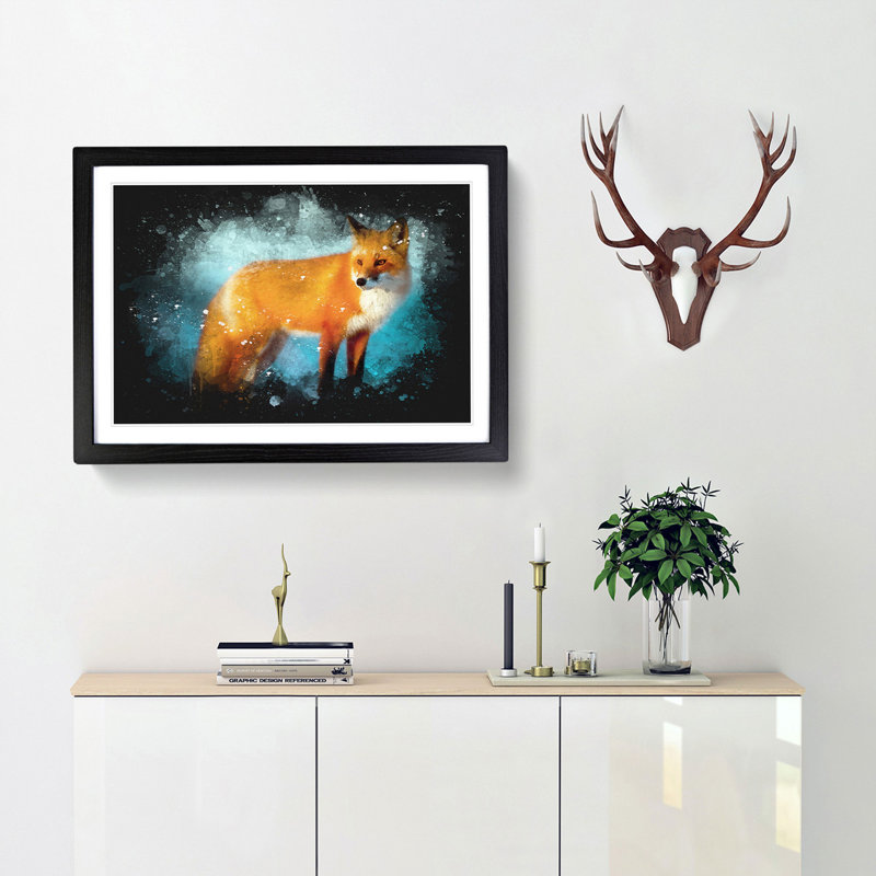 The Red Fox - Picture Frame Graphic Art Print, 24cm H x 33cm W x 2cm D, Black Framed