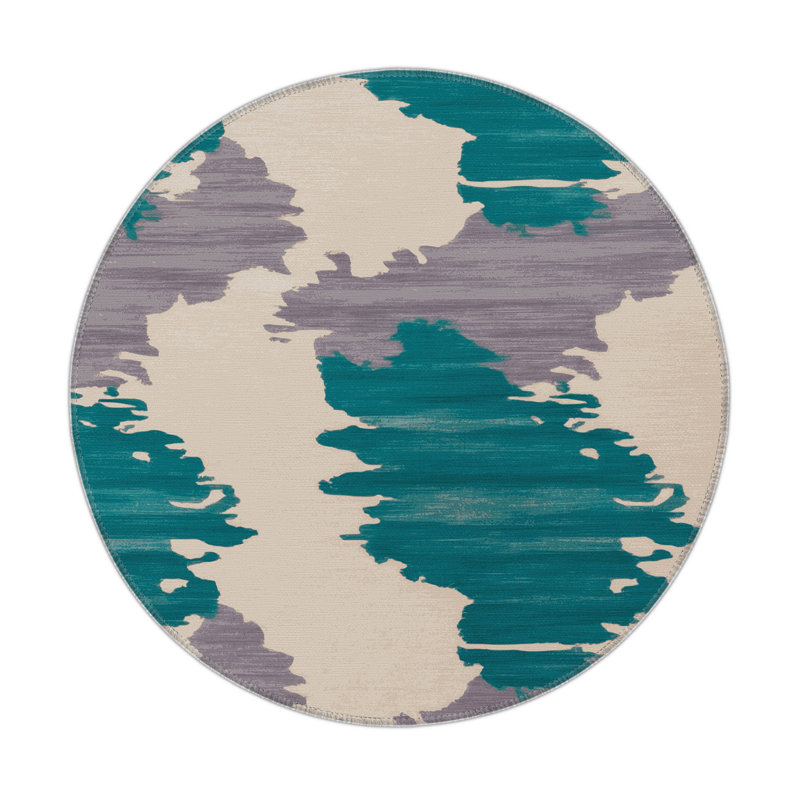 Tapis intérieur et extérieur beige Watercolor, Rond 5 pi