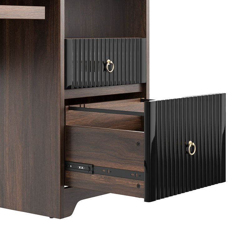 Bureau d'écriture avec plateau pour clavier Labelle, Walnut/Black