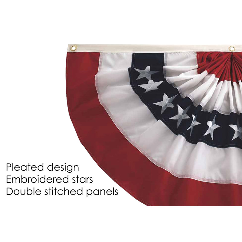 Patriotic Red White and Blue Pleated Fan Bunting