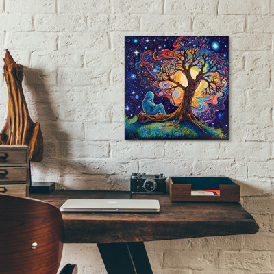 Art mural en verre rouge «Euphoric Under The Tree» par The Golden Valley par Red Barrel Studio®, ACR-45023