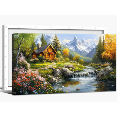 Art mural sur toile GUTTATY, impression de nature rustique, paysage de campagne, photo murale, ruisseau de forêt, paysage charmant, peinture pour salon, 20 x 40 pouces