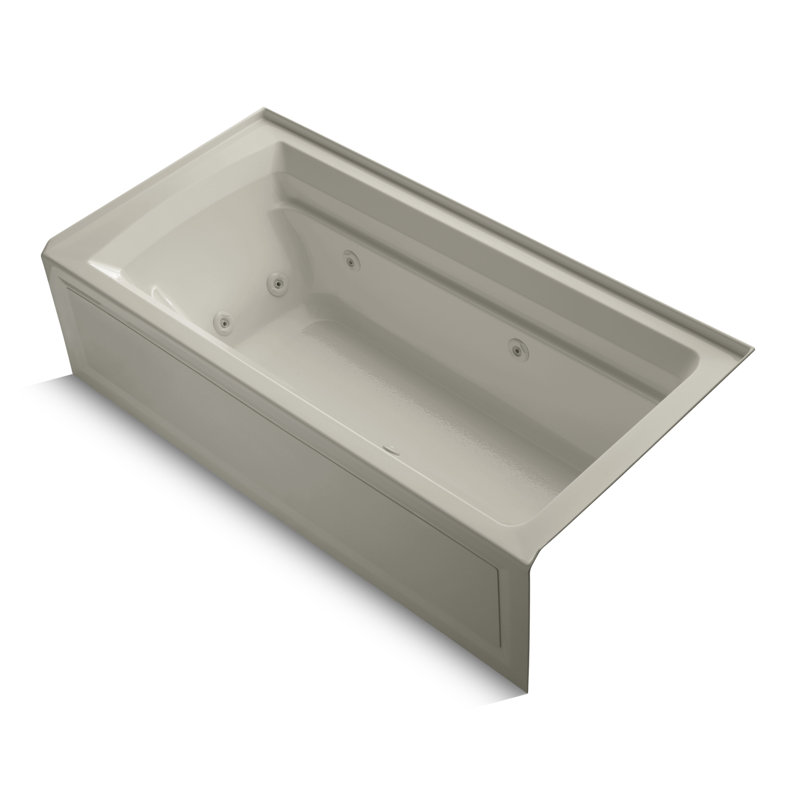 Archer Alcove 72" x 36" Whirpool Bathtub, Sandbar, Right