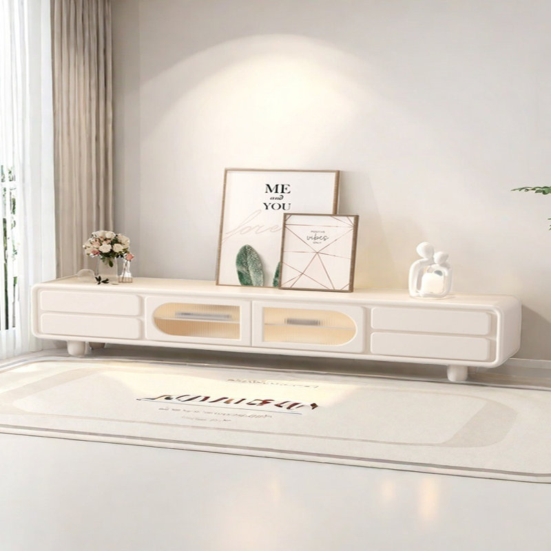 Meuble télé de style crème avec laque piano, 94.48"