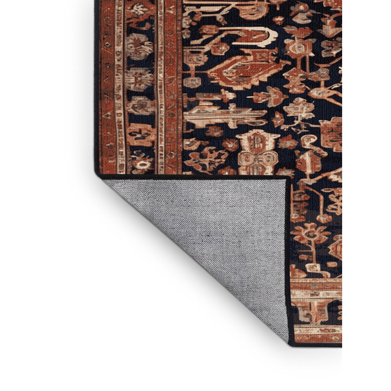 Tapis brun turc lavable à la machine, Rond 3 pi