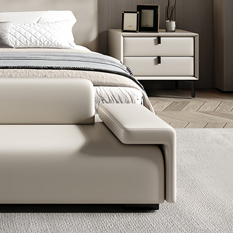 Banc de bout de lit moderne pour canapé rembourré, H 23,62 po x l 70,86 po x P 19,68 po, Blanc cassé
